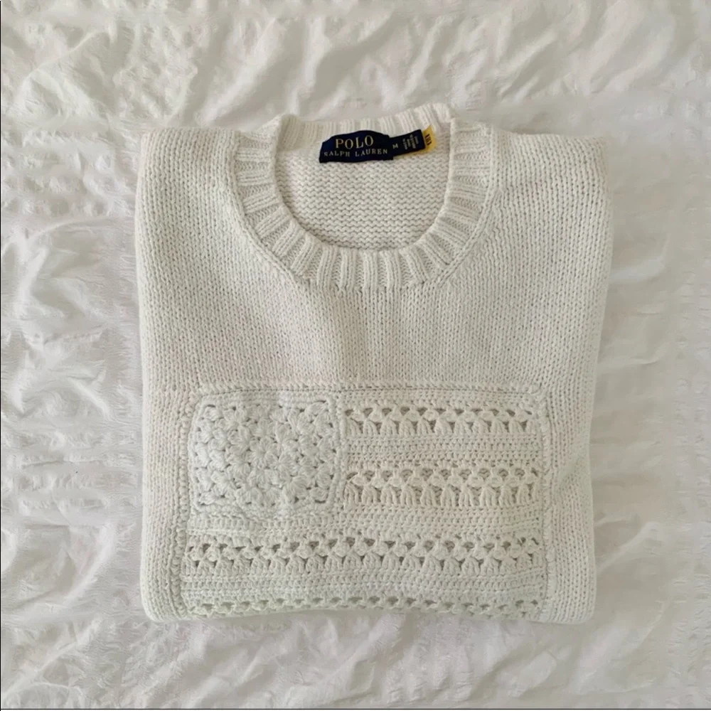 New Ralph Lauren American Flag White Sweater - Picture 13 of 13